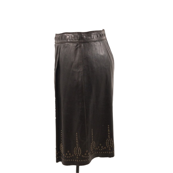 Elie Tahari M Leather Boho Pencil Skirt Brown - Picture 5 of 14